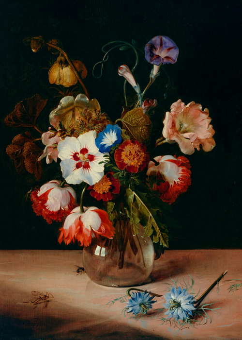 Dirck de Bray, Flowers in a Glass Vase, 1671