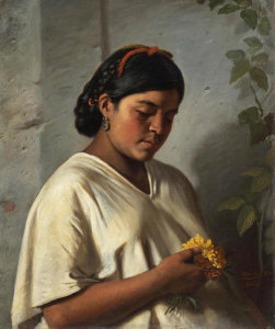 Felipe Santiago Gutiérrez - Indian Woman with Marigold (Mujer indígena con cempasúchil), 1876