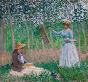 Claude Monet - In the Woods at Giverny: Blanche Hoschedé at her Easel with Suzanne Hoschedé Reading, 1887