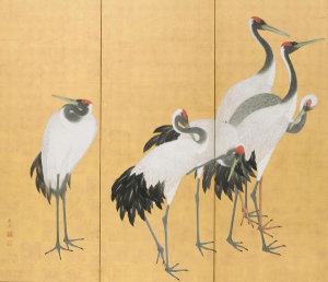 Maruyama Okyo - Cranes (detail from six-panel screen), 1772, An'ei period (1772-1780)