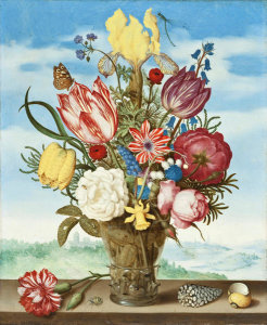 Ambrosius Bosschaert - Bouquet of Flowers on a Ledge, 1619