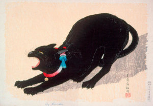 Takahashi Hiroaki - Black Cat Hissing, second quarter of 20th century