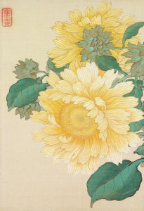 Okamoto Shūki - Sunflowers, from 'Pictures of Flowers and Birds' (Kachō zu), 19th century