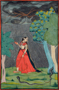 Mola Ram - Eager Heroine on Her Way to Meet Her Lover out of Love (Kama Abhisarika Nayika), early 19th century