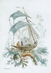Jean Baptiste Pillement (France, 1728–1808) with Anne Allen - Chinoiserie Design (Ship); Nouvelle Suite de Cahiers Chinois à l'usage des dessinateurs et des Peintres, circa 1798