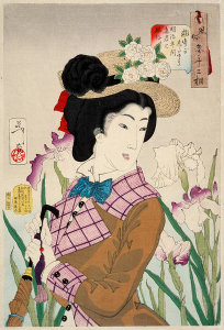 Tsukioka Yoshitoshi - Preparing to Take a Stroll: The Wife of a Nobleman of the Meiji Period, 1888