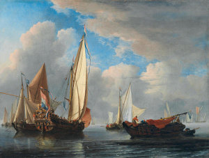 Willem van de Velde - A Yacht and Other Vessels in a Calm, 1671