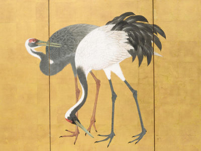 Maruyama Okyo - Cranes (detail from six-panel screen), 1772, An'ei period (1772-1780)