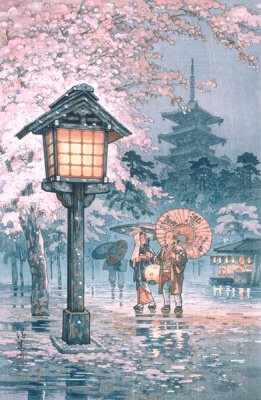 Yokouchi Kiyoharu - Cherry Blossoms at Night in Rainy Weather, Tokyo, 1921