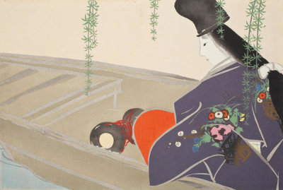 Kamisaka Sekka - Flowers of One Hundred Worlds (Asazuma in Her Boat), 1909/1910