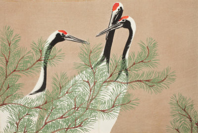 Kamisaka Sekka - Flowers of One Hundred Worlds (Cranes), 1909/1910