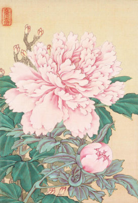 Okamoto Shūki - Peonies, from 'Pictures of Flowers and Birds' (Kachō zu), 19th century