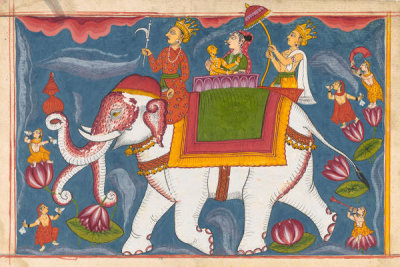 unknown Indian artist - Indra Conveying Jina Rishabhanatha (Adinatha) on Airavata, circa 1800-1825