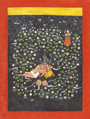 unknown Indian artist - Vishnu Vanquishing the Demons Madhu and Kaitabha, circa 1775
