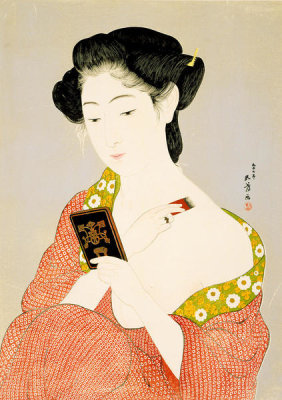 Hashiguchi Goyō - Woman at Toilette (Keshō no onna), 1918