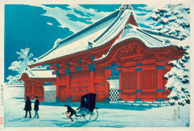 Takahashi Hiroaki - The Red Gate of Hongo in Snow (Yuki hare), 1926