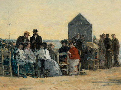 Eugène Boudin - Scene on the Beach at Trouville, Sunset, 1867